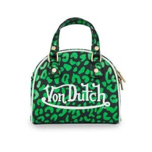 Von Dutch Lime and Black Cheetah Shoulder Crossbody Bowling Bag